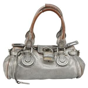 Chloe Leather Paddington Handbag Silver